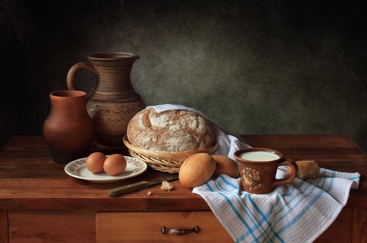 Poster With bread and milk