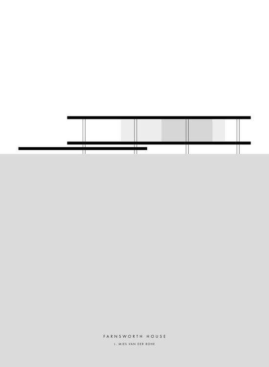 Poster Minimal Farnsworth house illustration