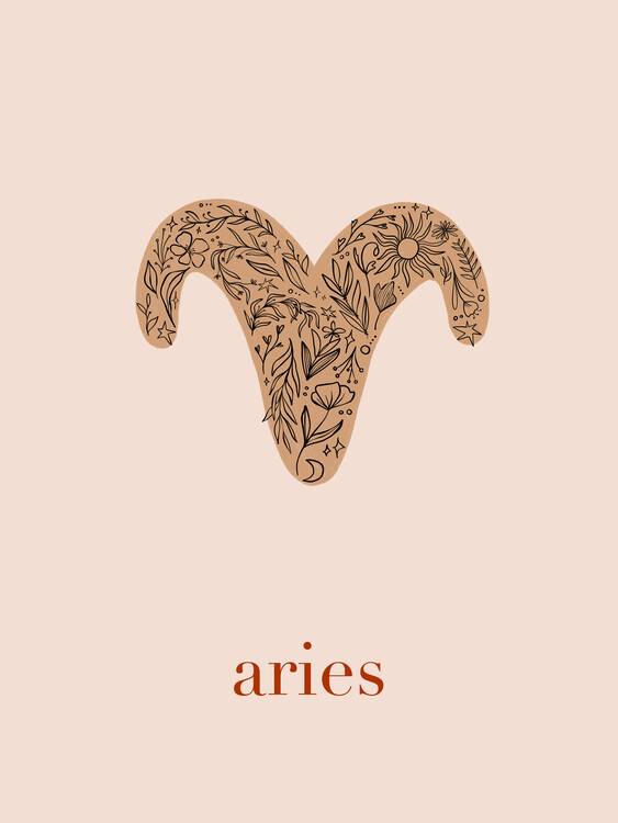 Poster Alina Buffiere - Zodiac - Aries - Floral Blush