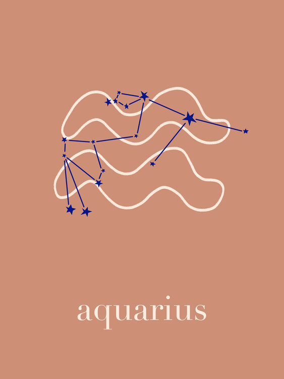 Plakat Zodiac - Aquarius - Terracotta