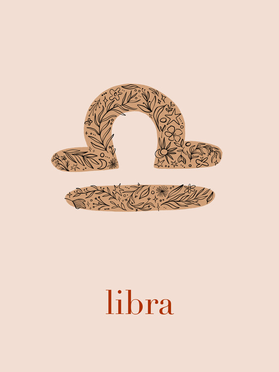 Plakat Zodiac - Libra - Floral Blush