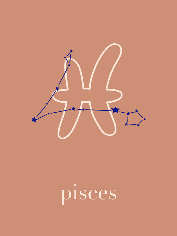 Plakat Zodiac - Pisces - Terracotta