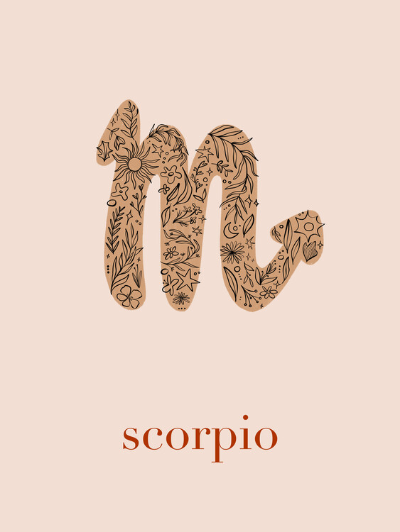 Poster Alina Buffiere - Zodiac - Scorpio - Floral Blush