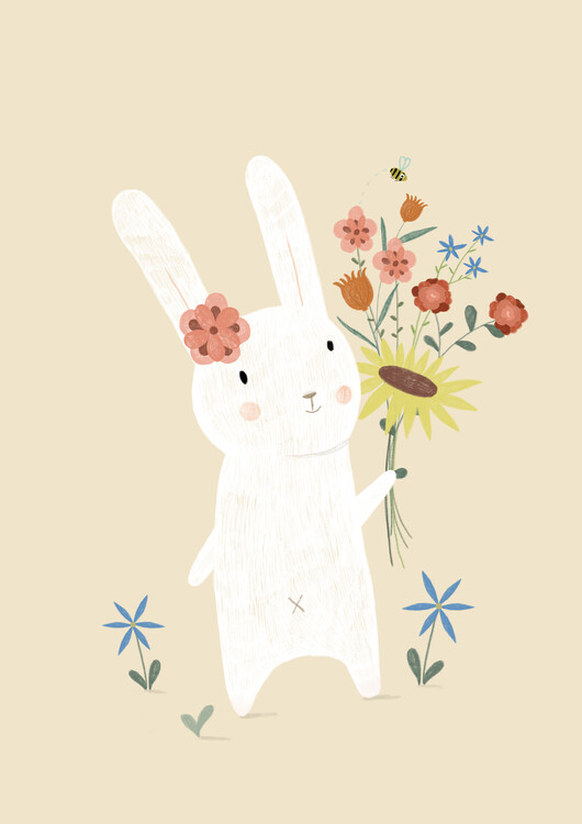 Poster Judith Loske - Flowers - Rabbit
