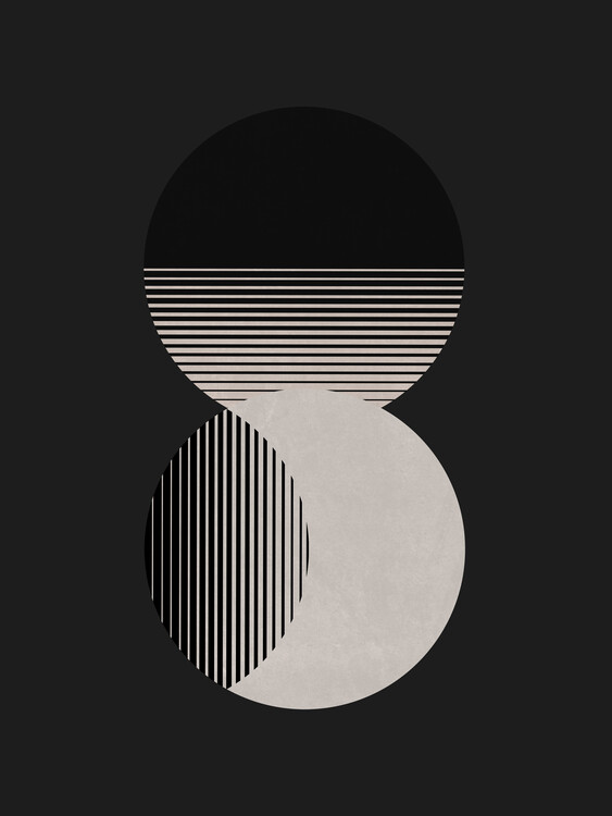 Poster Circle Sun & Moon BW