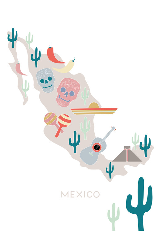 Poster Mexico Map No 1