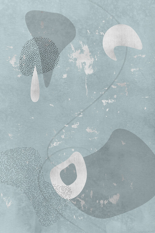Poster Mid-Century Vintage No. 5 | silver-turquoise