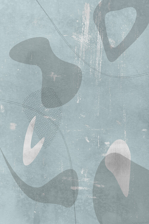 Levně Plakát, Obraz - Mid-Century Vintage No. 4 | silver-turquoise, Melanie Viola, 26.7 × 40 cm