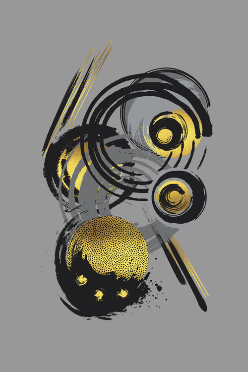 Póster Dynamic Art No. 3 gold - Funky