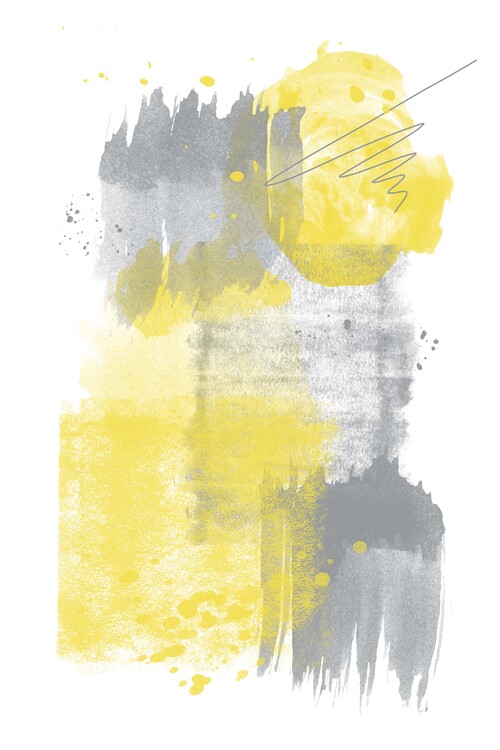 Canvas Print Watercolor Shapes No. 6 | Illuminating Yellow & Ultimate Grey