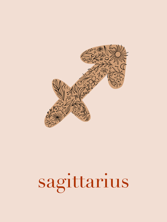 Poster Alina Buffiere - Zodiac - Saggitarius - Floral Blush
