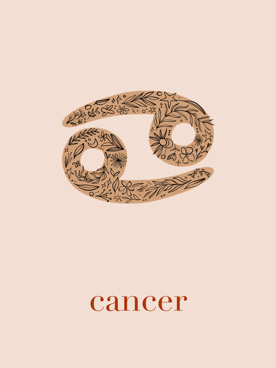 Poster Alina Buffiere - Zodiac - Cancer - Floral Blush