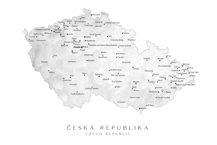 Poster Map of the Czech Republic with provinces