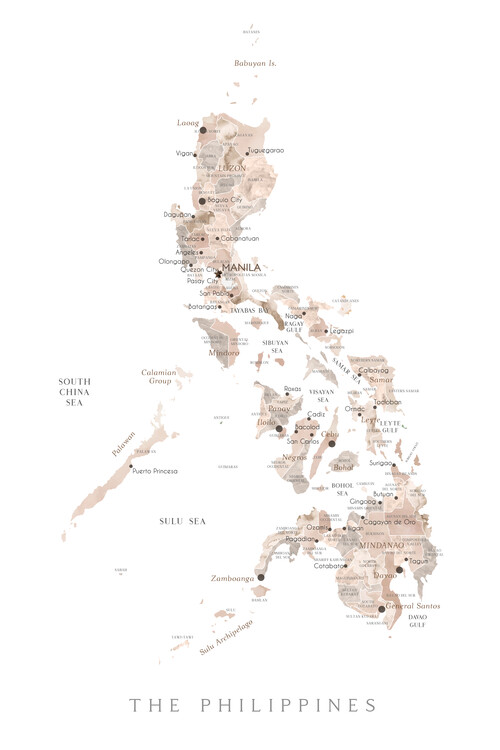 Poster Map of the Philippines in neutral watercolor