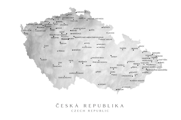 Poster Czech Republic (gray watercolor)