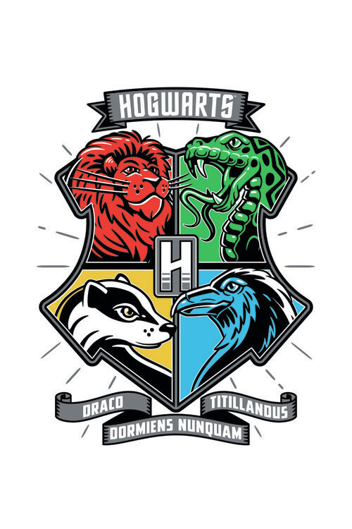 Poster Harry Potter - Hogwarts houses