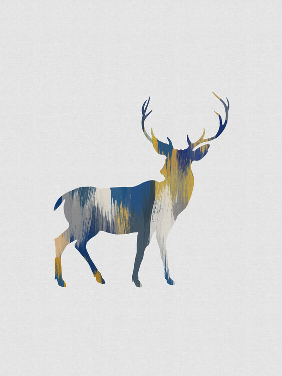 Poster Blue & Yellow Deer