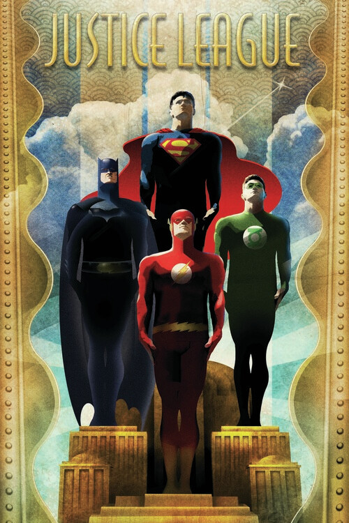 Obraz na plátně Justice League - Gold Border