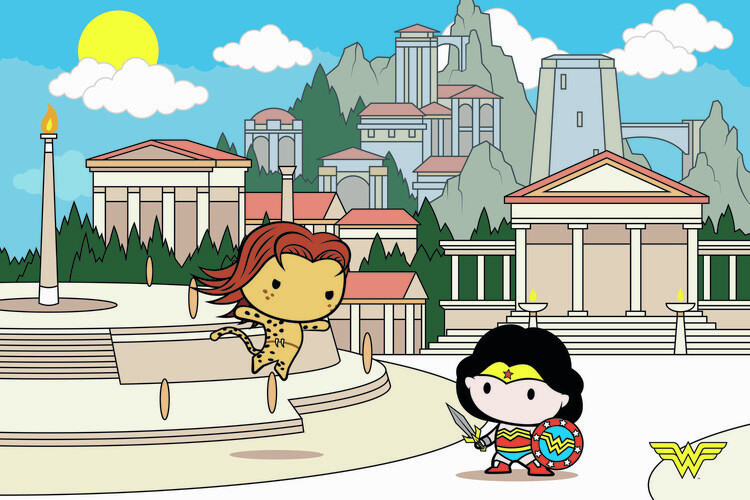 Poster Wonder Woman and Cheetah - Chibi