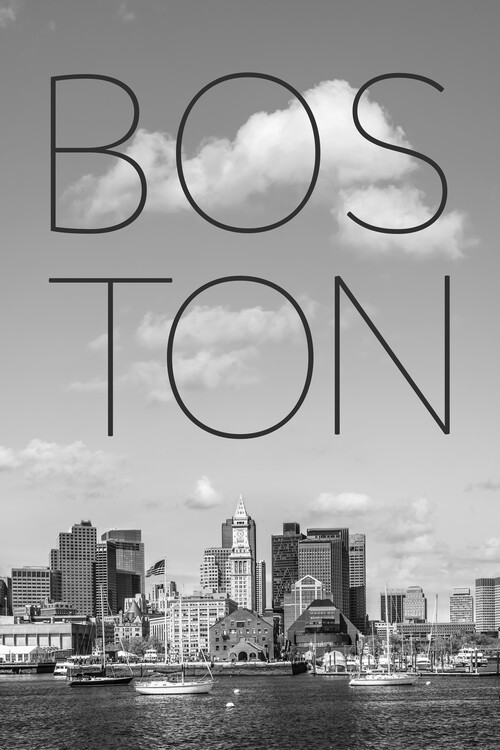 Plakát BOSTON Skyline North End & Financial District | Text & Skyline