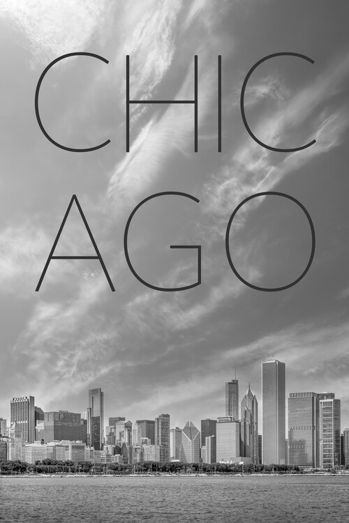 Plakát CHICAGO Skyline & Text