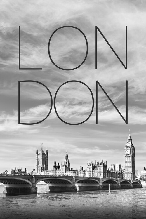 Poster LONDON Westminster Bridge | Text & Skyline
