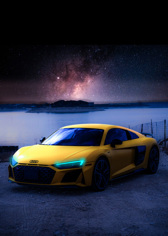 Poster Yellow Car in the dark