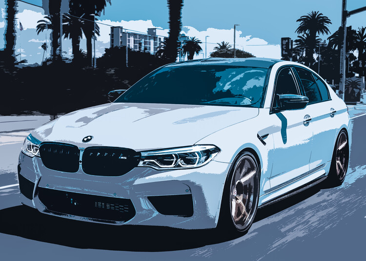 Poster White Car Auto
