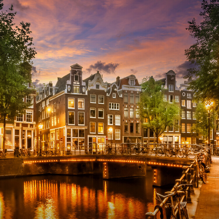 Poster AMSTERDAM Idyllic impression from Singel