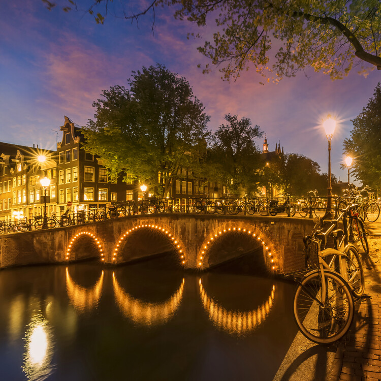 Poster AMSTERDAM Idyllic nightscape from Keizersgracht