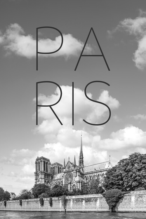 Plakát PARIS Cathedral Notre-Dame | Text & Skyline