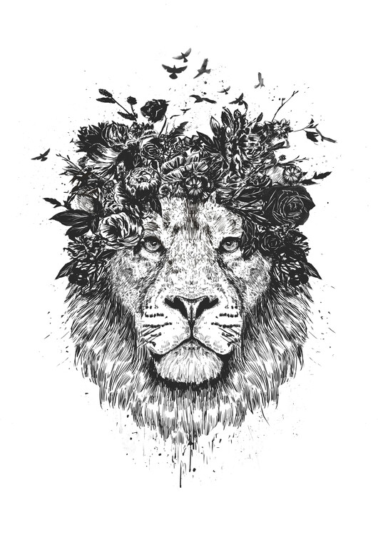 Poster Floral lion