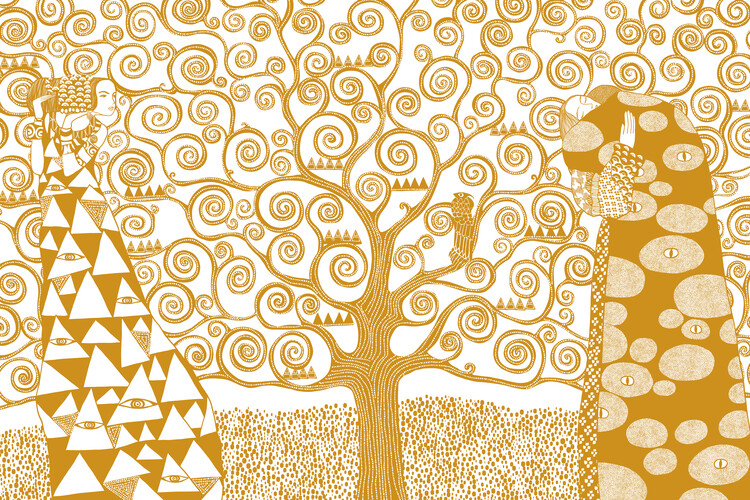 Poster Cats & Dotz - The Tree of Life yellow
