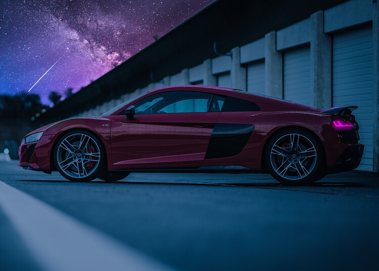 Canvas Print Car Sportcar Auto Sportwagen in Space Nightsky