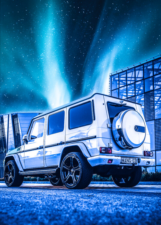 Plakat Car Sportcar Auto Sportwagen in Space Nightsky