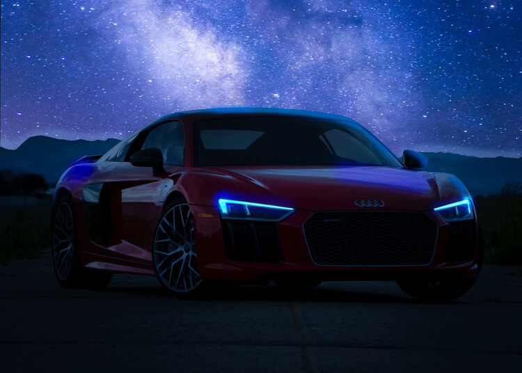 Poster Car Sportcar Auto Sportwagen in Space Nightsky