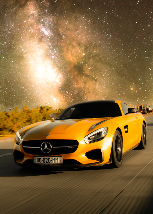 Plakat Car Sportcar Auto Sportwagen in Space Nightsky