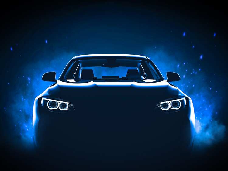 Plakat Car Cars Sportcar Sportwagen Auto in Blue Fire