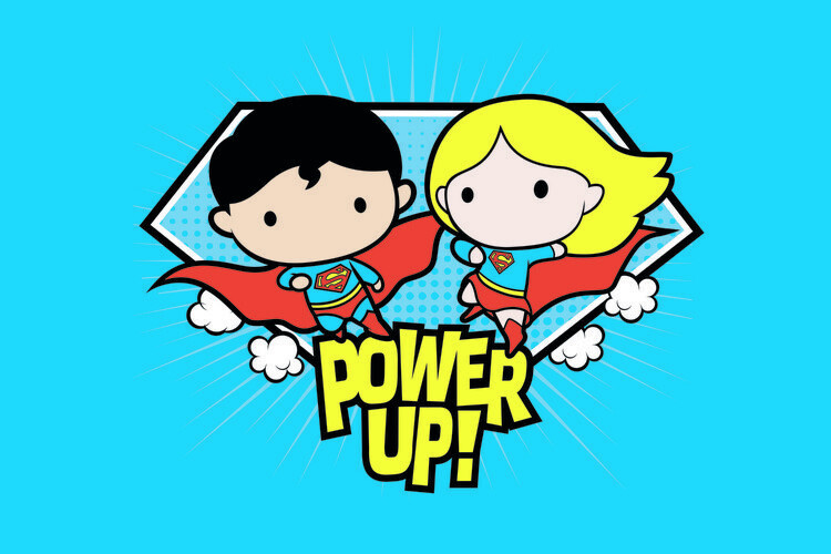 Canvas Print Superman and Supergirl - Chibi