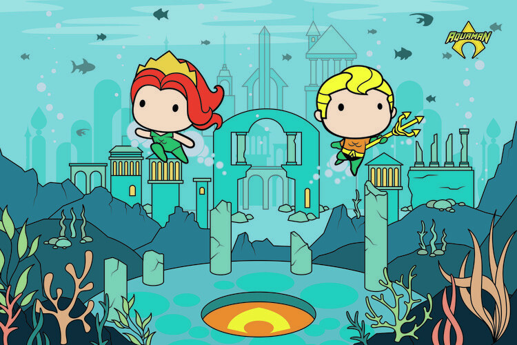 Poster Aquaman and Mera - Chibi