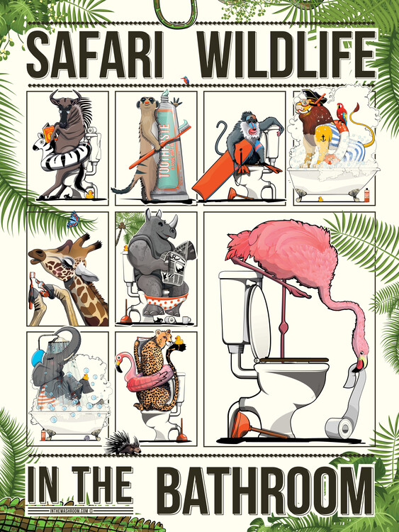 Poster Safari Wildlife in the Bathroom