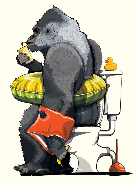Poster Gorilla on the Toilet