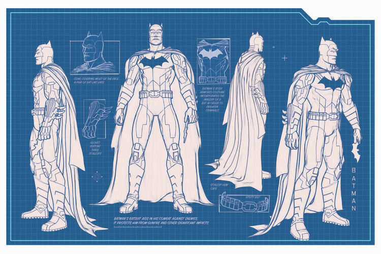 Bild auf Leinwand Batman - Batsuit blueprint