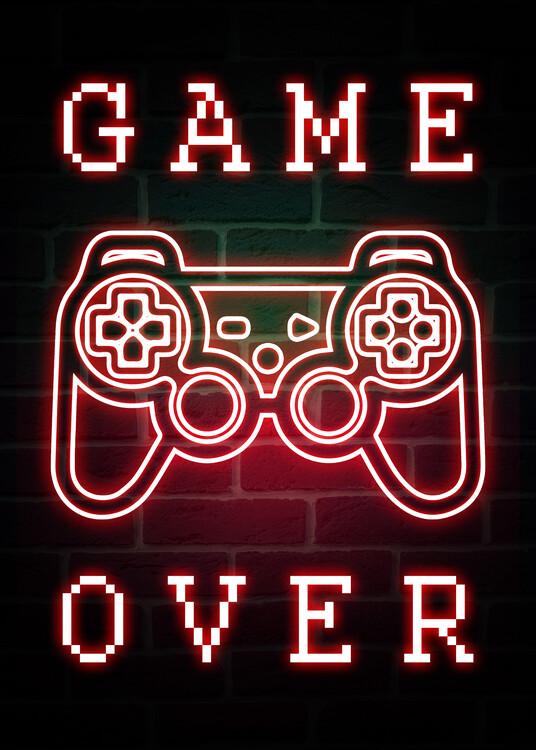 Poster Game Over-Neon Gaming Quote
