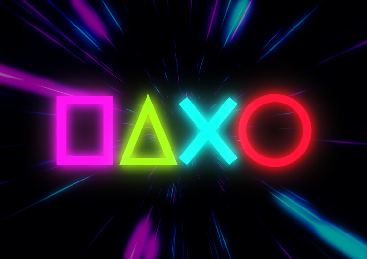 Poster Gaming Console Buttons Neon