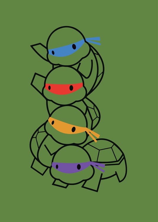 Принти на полотні Turtles in different colours