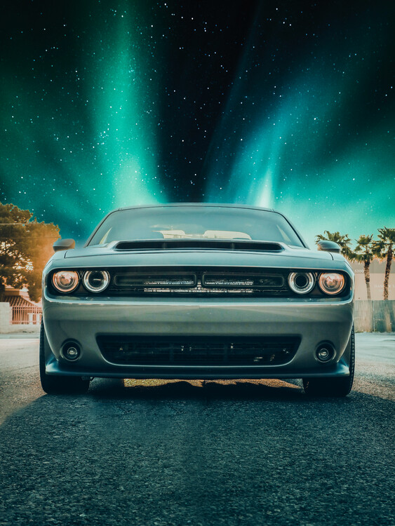 Plakat Car and Northern Lights