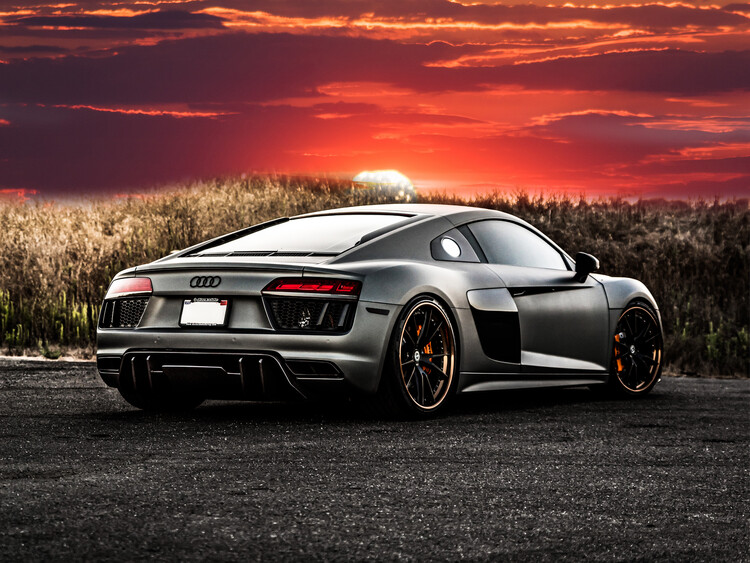 Plakat R8 Car Sportwagen in the Sunset