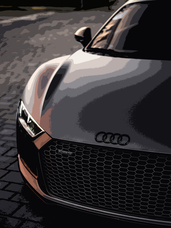 Canvas Print Grey R8 Racing Car Auto