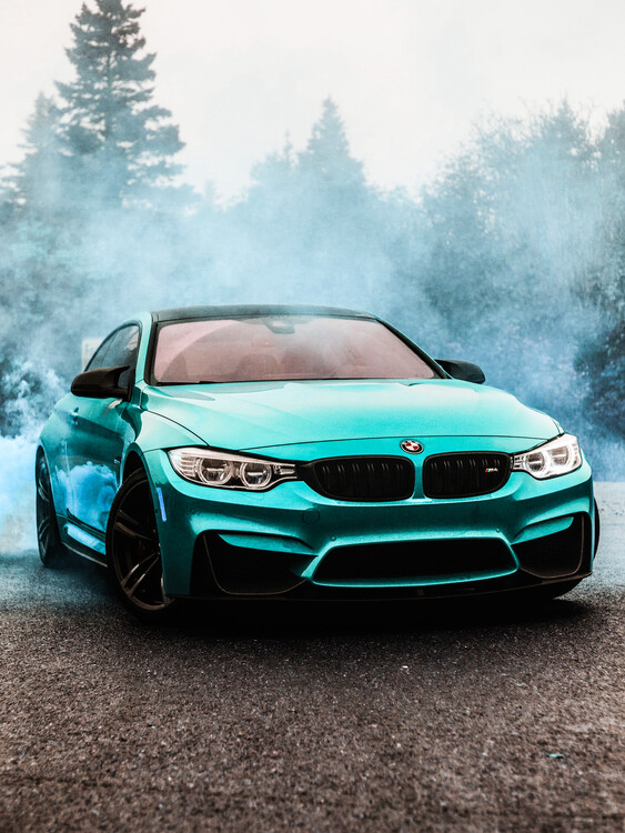 Poster Blue Sport Car in the Dust Auto